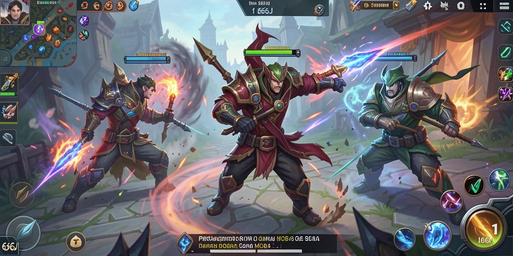 Gameplay seru <strong>666J</strong> dalam pertempuran MOBA.