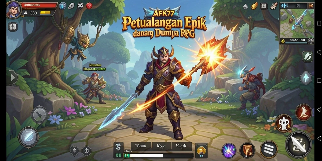 Tampilan gameplay RPG yang epik dalam AFK77.