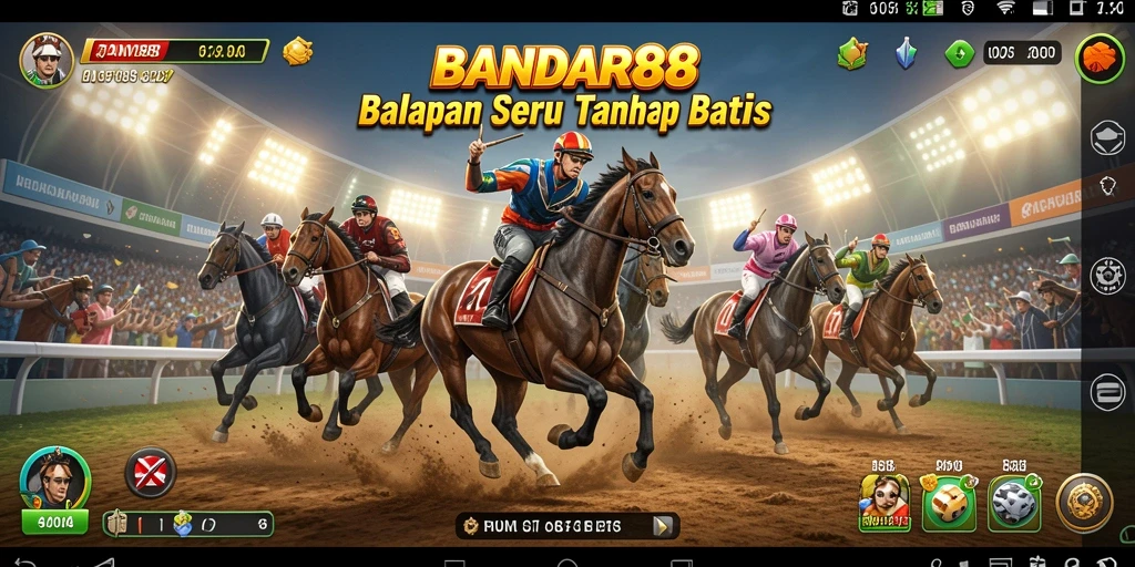 Screenshot utama menunjukkan aksi balapan mendebarkan di BANDAR88.