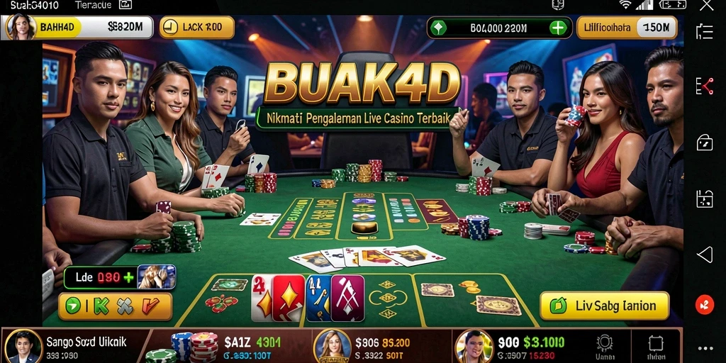 Tampilan game Live Casino BUAH4D dengan dealer langsung dan permainan seru.