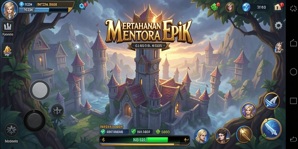 Screenshot utama IN1234 menampilkan aksi menara yang mengagumkan.