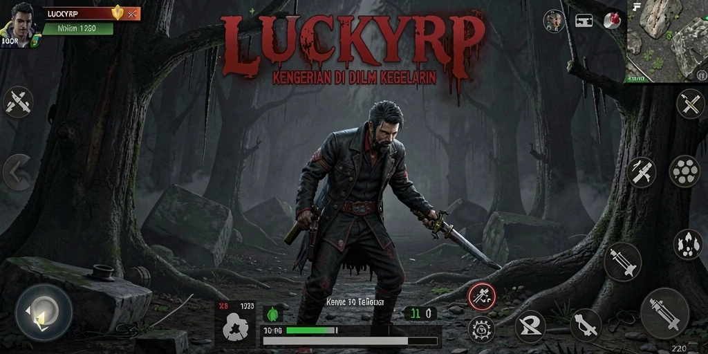Tampilan menakutkan dari gameplay LUCKYRP yang seram.