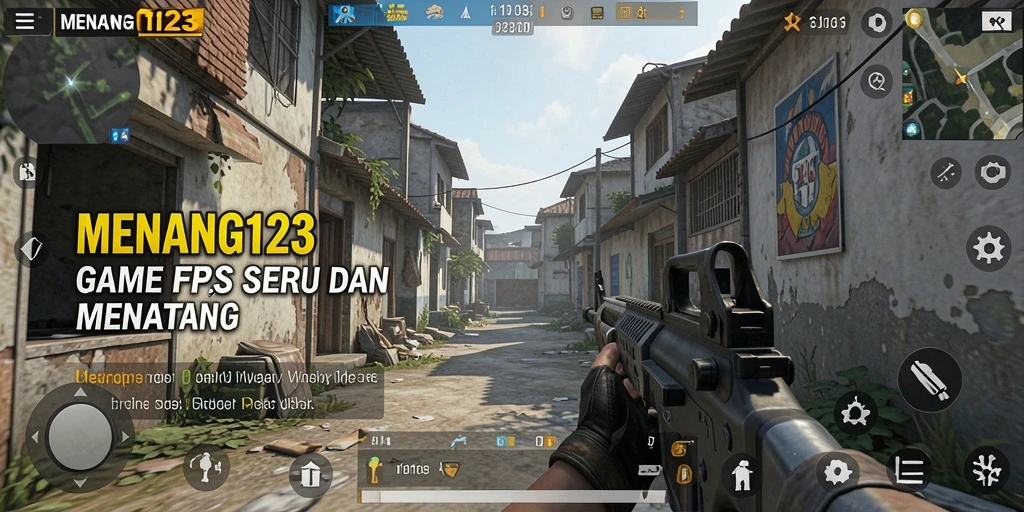Tangkapan layar menyajikan aksi intens dalam game FPS MENANG123.