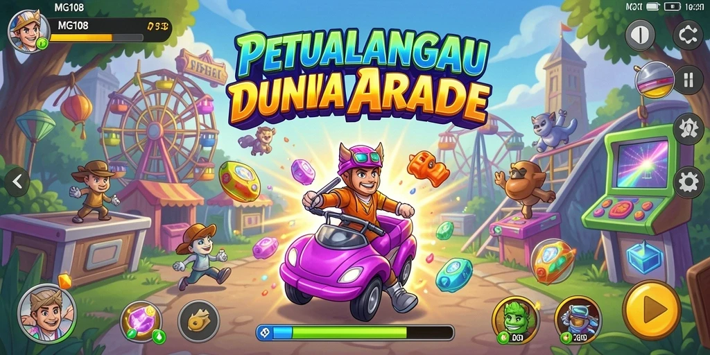 Tampilan gameplay MG108 yang mengasyikkan dan berwarna-warni.