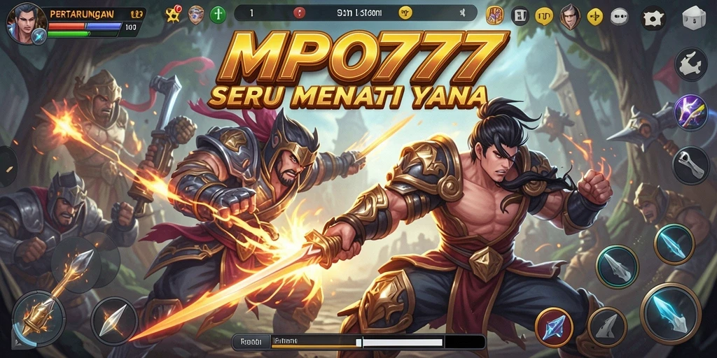 Screenshot gameplay MPO777 menampilkan pertarungan seru antara karakter-karakter hebat.