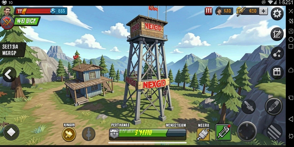 Tampilan gameplay NEXGID yang mendebarkan dalam pertahanan menara.