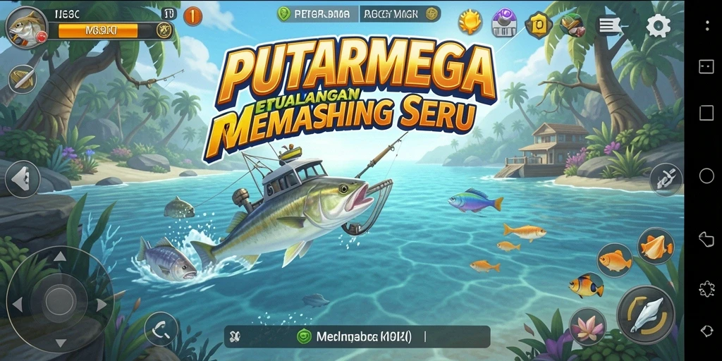 Tampilan menawan dari gameplay PUTARMEGA saat menangkap ikan.