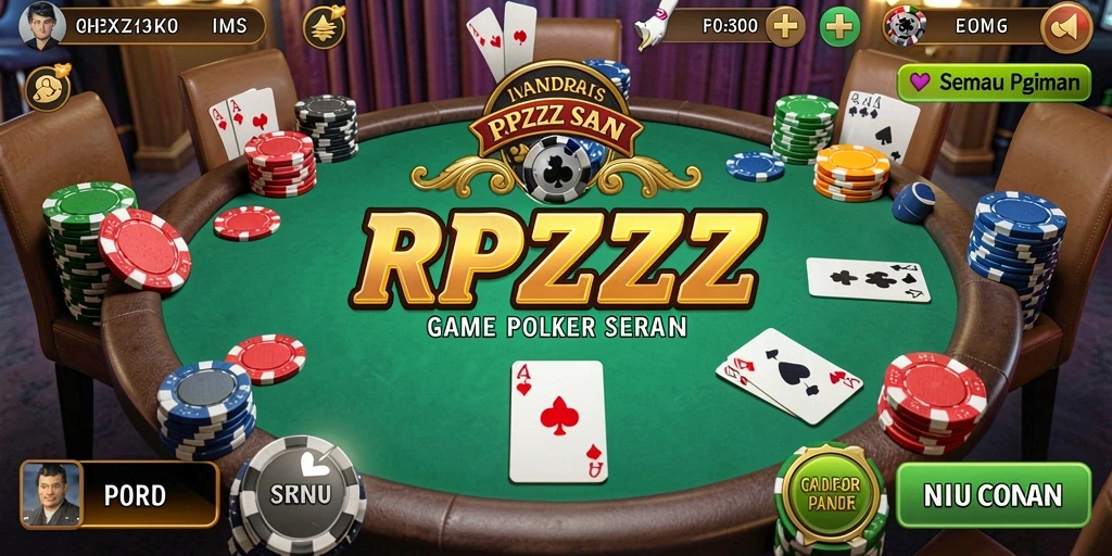 Tampilan gameplay menarik dari RPZZZ dalam suasana poker yang kompetitif.