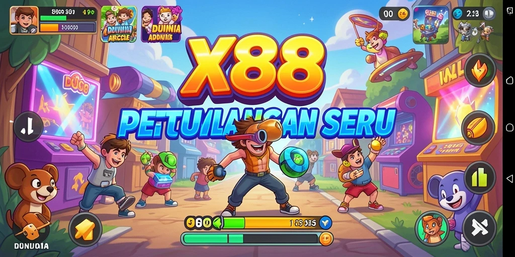 Gameplay seru X88 dengan rintangan menantang dan karakter unik.